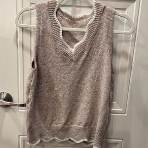 V-Neck Sleeveless Sweater Vest - Tan NEW never worn